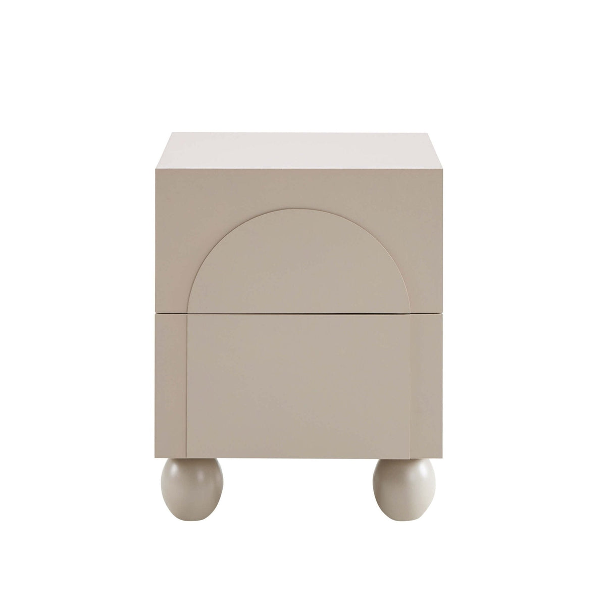 Table de chevet à 2 tiroirs avec façade cintrée - Taupe
