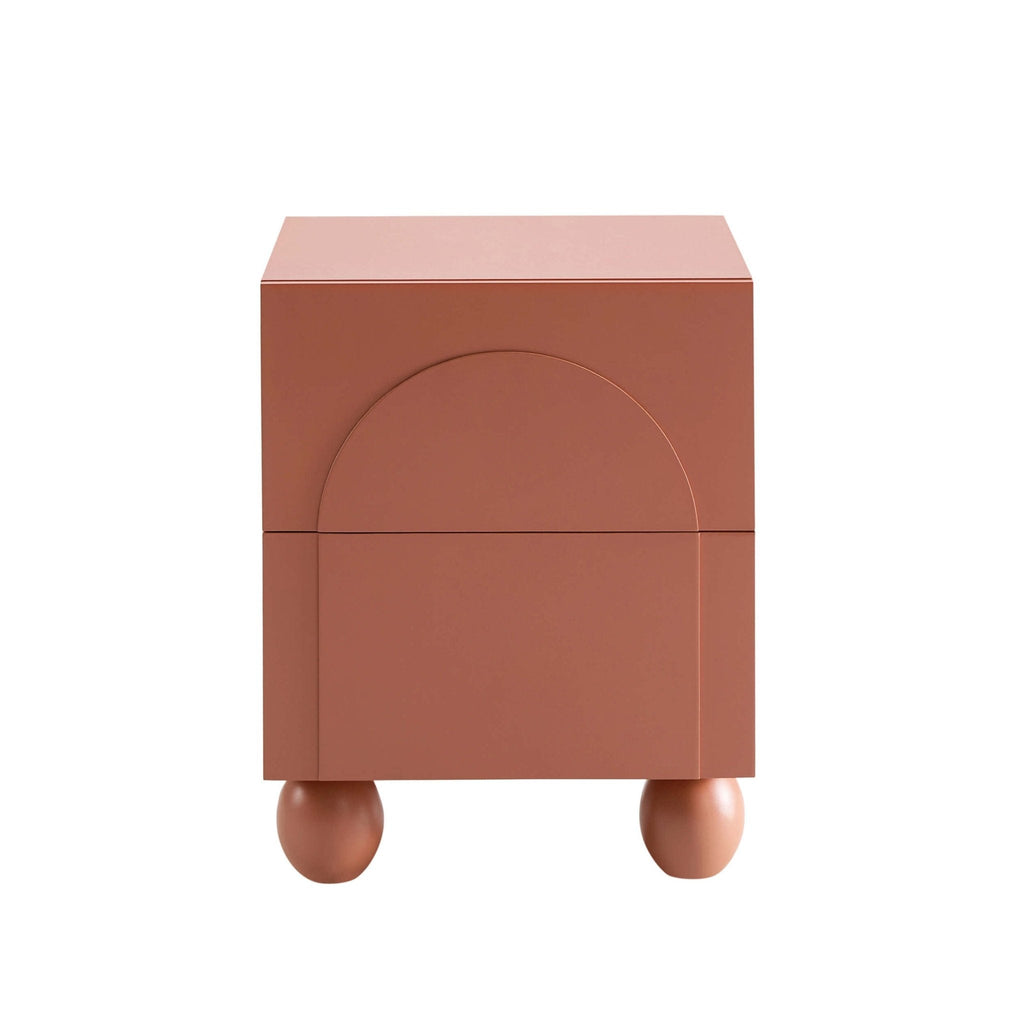 Table de chevet à 2 tiroirs Arch Front - Terracotta