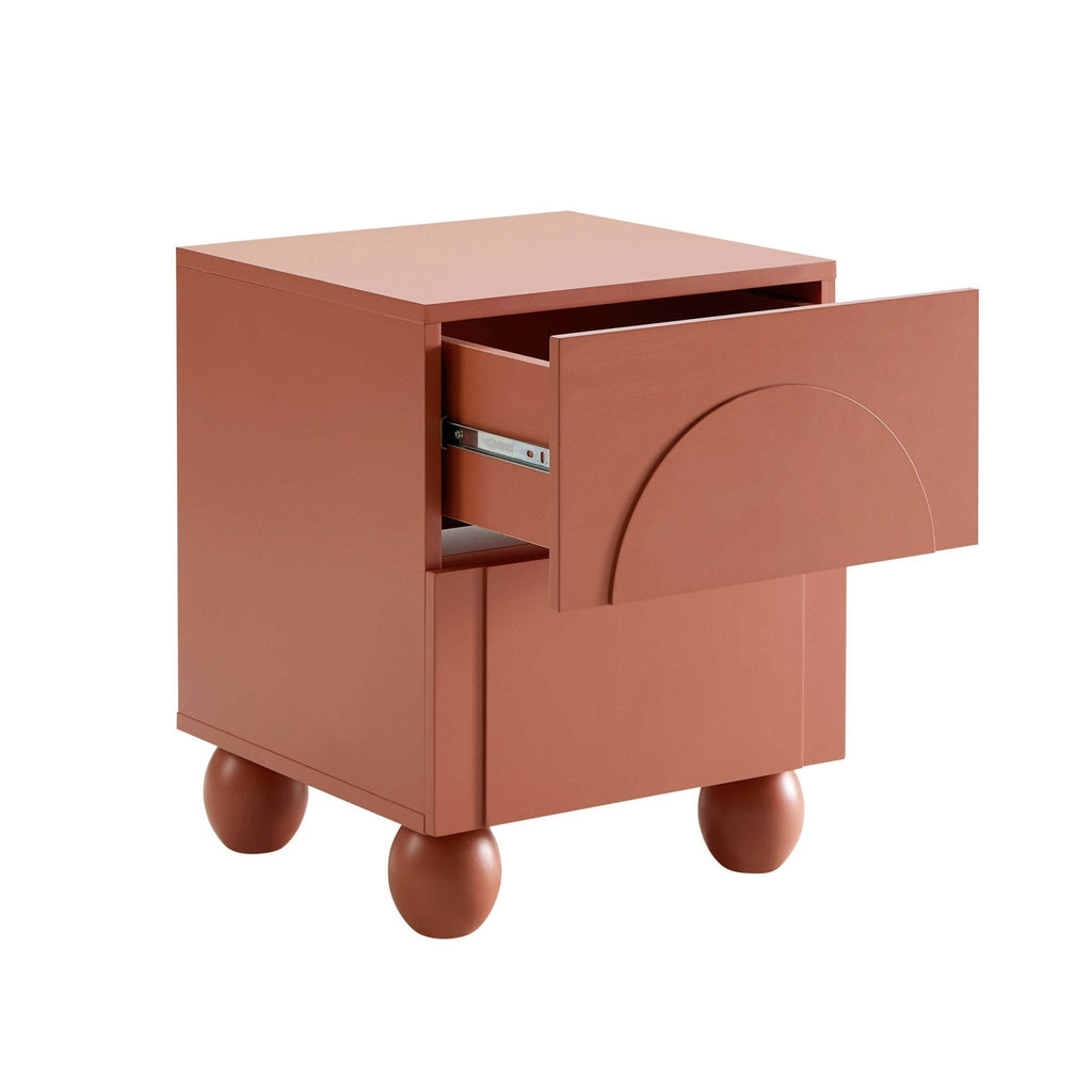 Table de chevet à 2 tiroirs Arch Front - Terracotta