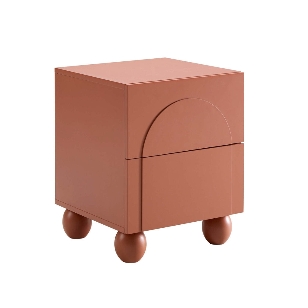 Table de chevet à 2 tiroirs Arch Front - Terracotta