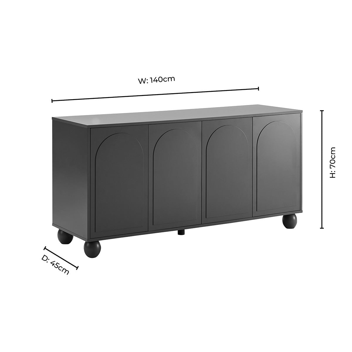 Bahut 4 portes en arche – Taupe