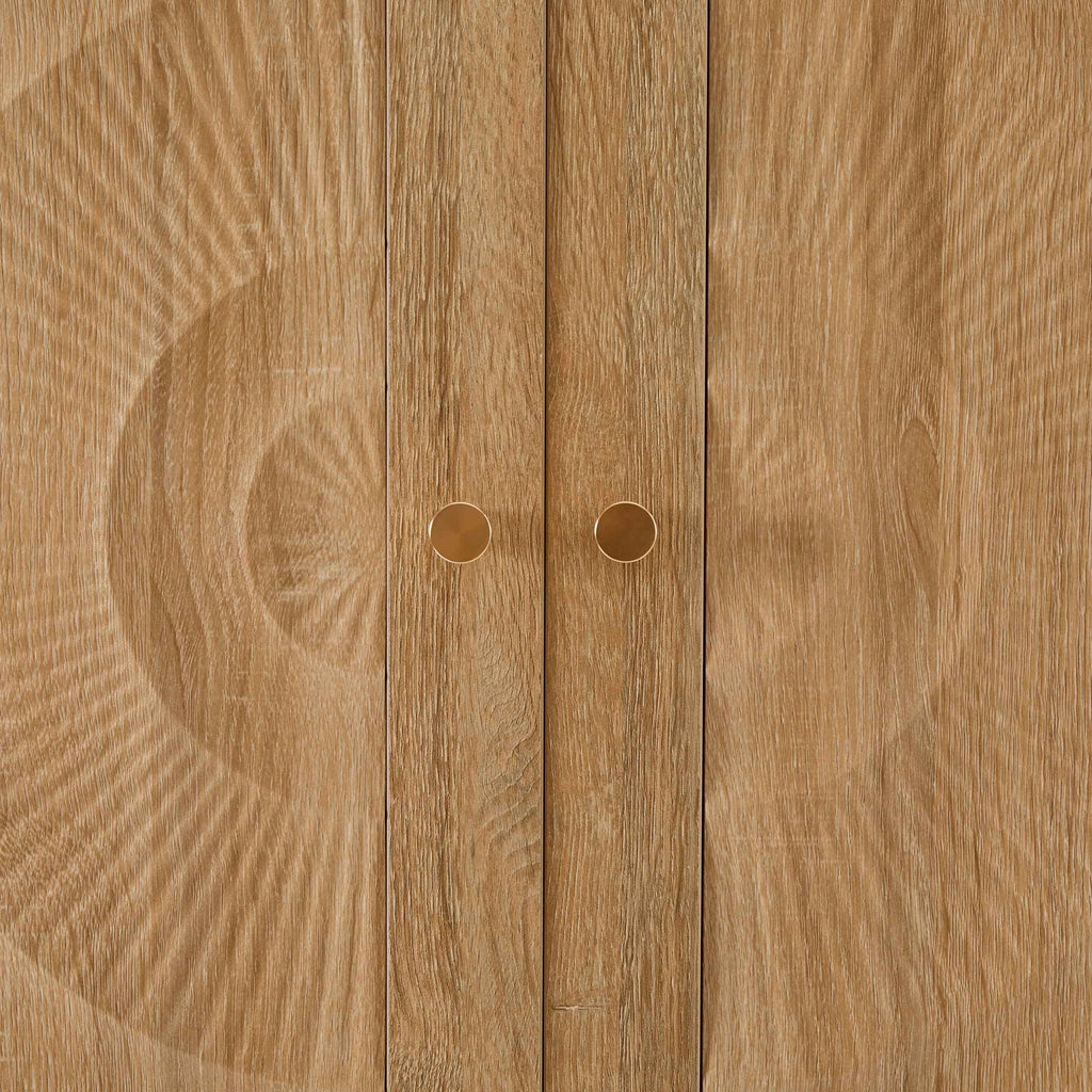 Armoire en rotin à 2 portes avec tiroirs - Bois clair