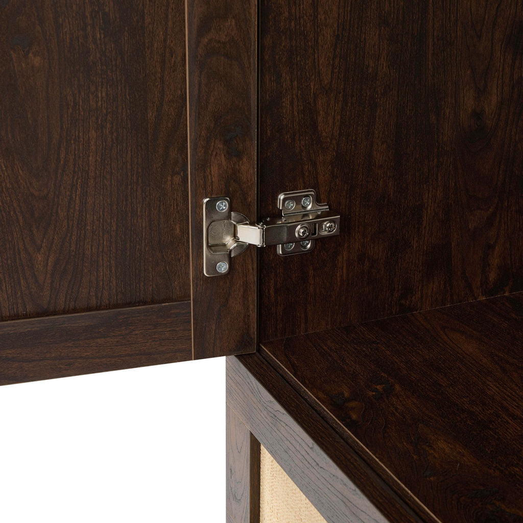 Armoire 2 portes avec tiroirs en rotin - Noyer
