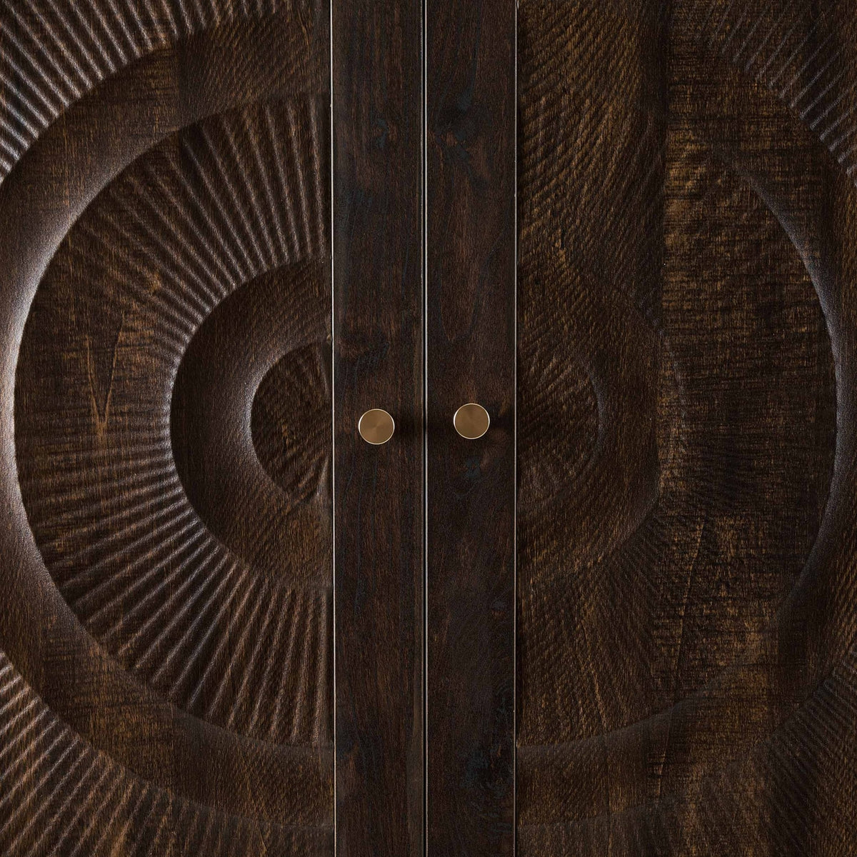 Armoire 2 portes avec tiroirs en rotin - Noyer