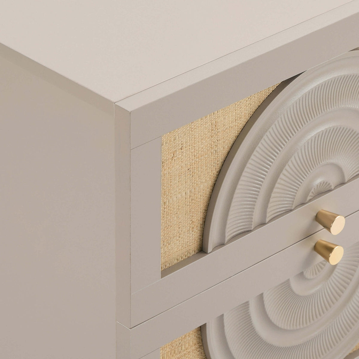 Table de chevet 2 tiroirs en rotin - Taupe