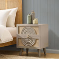 Table de chevet 2 tiroirs en rotin - Taupe