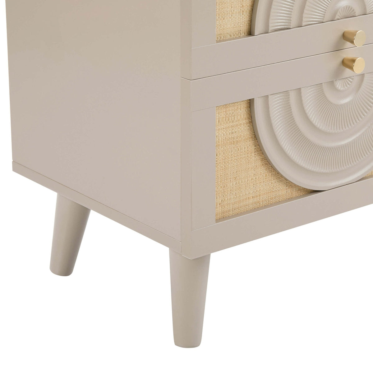 Table de chevet 2 tiroirs en rotin - Taupe