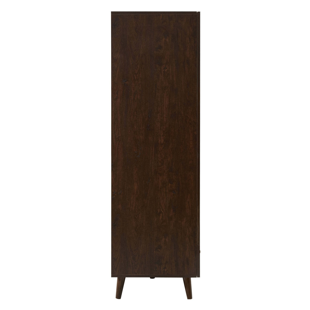 Armoire 3 portes en rotin avec tiroirs - Noyer