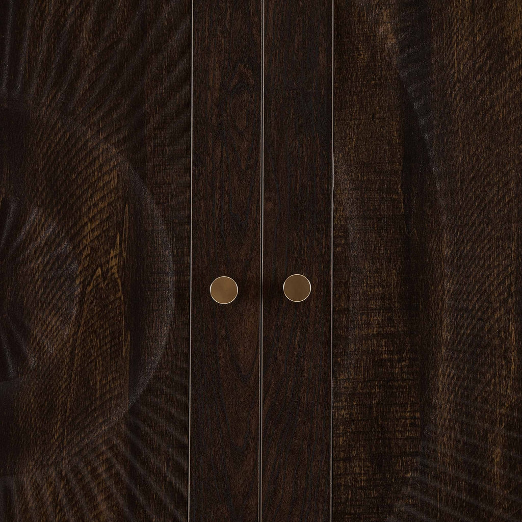 Armoire 3 portes en rotin avec tiroirs - Noyer