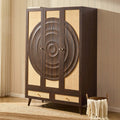 Armoire 3 portes en rotin avec tiroirs - Noyer