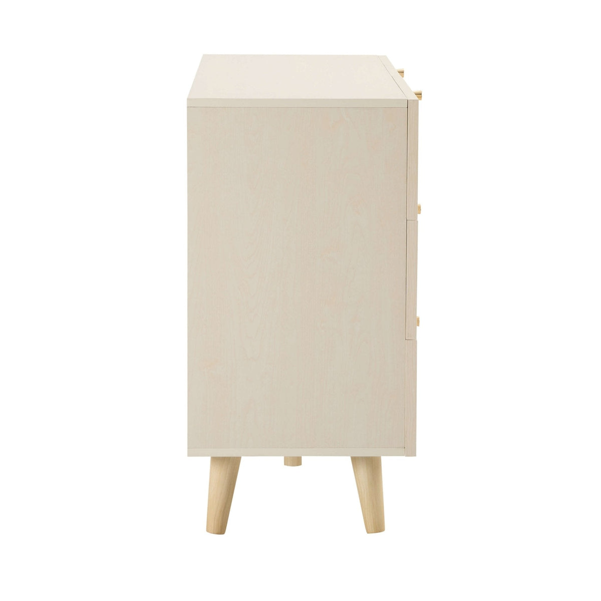 Commode 6 tiroirs en rotin – Effet chêne crème