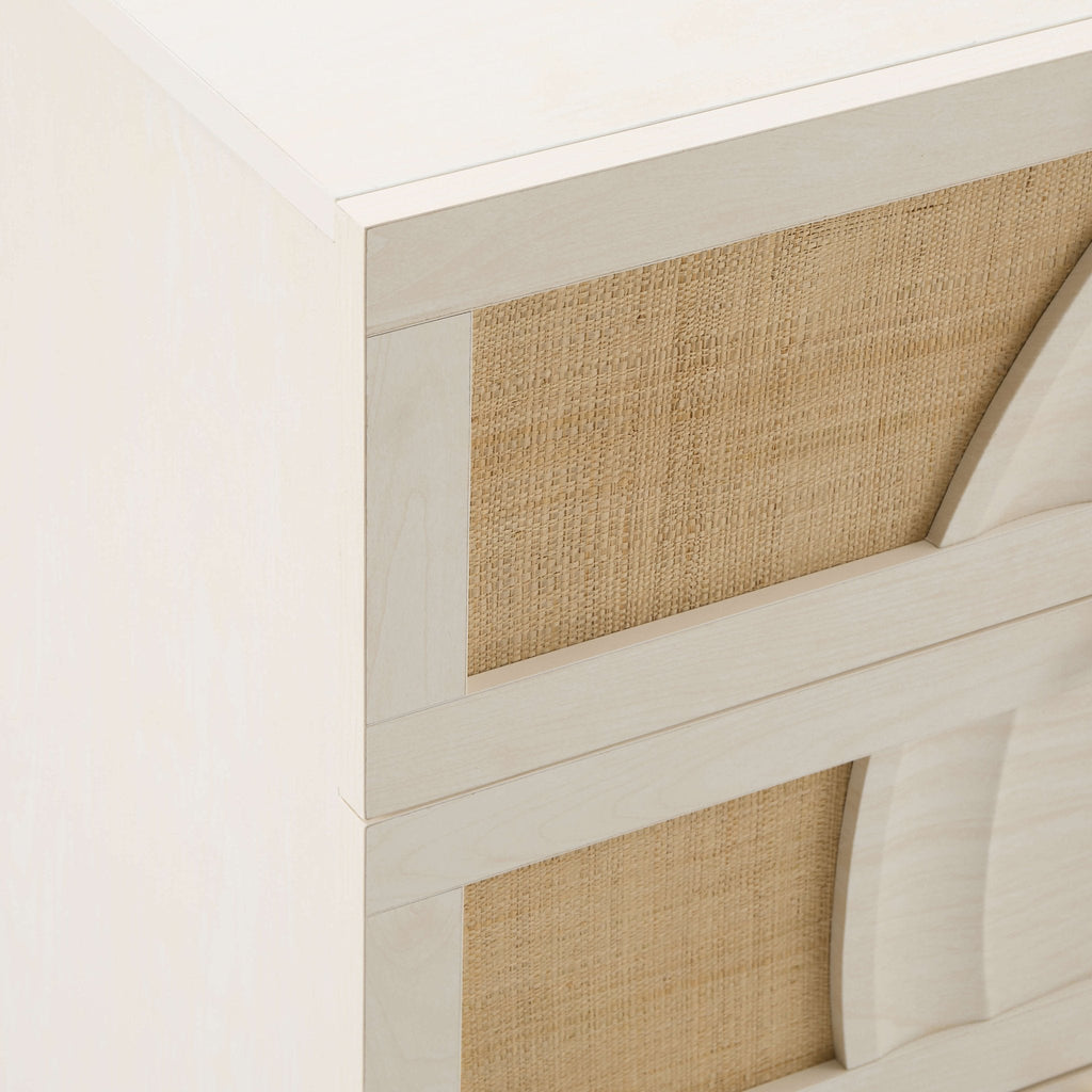 Commode 6 tiroirs en rotin – Effet chêne crème