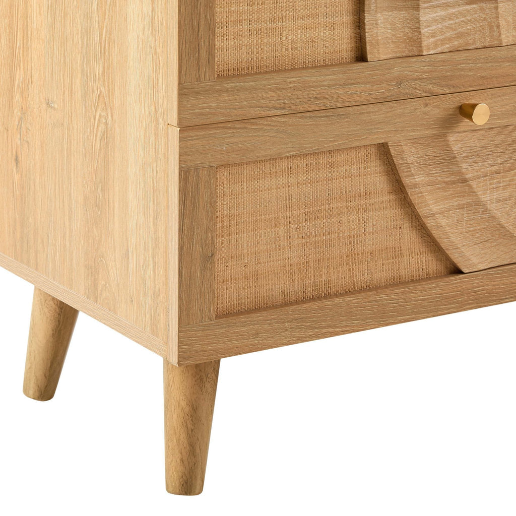 Commode 6 tiroirs en rotin - Bois clair