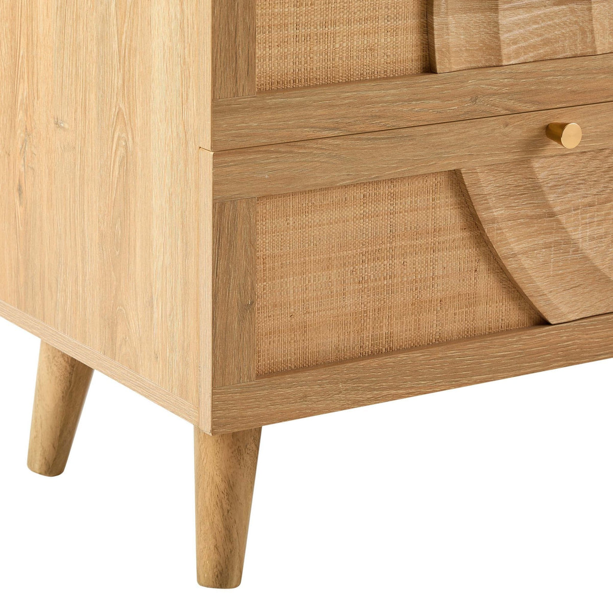 Commode 6 tiroirs en rotin - Bois clair