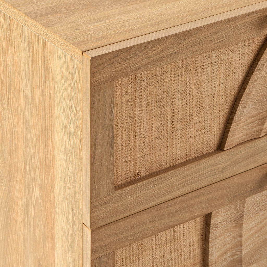 Commode 6 tiroirs en rotin - Bois clair