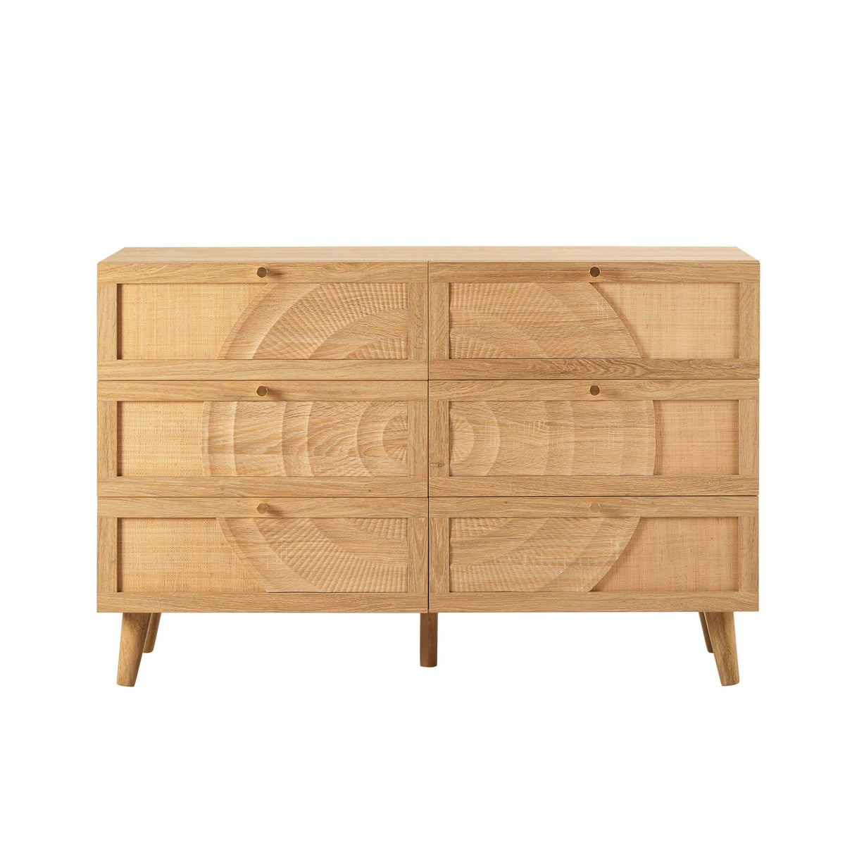 Commode 6 tiroirs en rotin - Bois clair