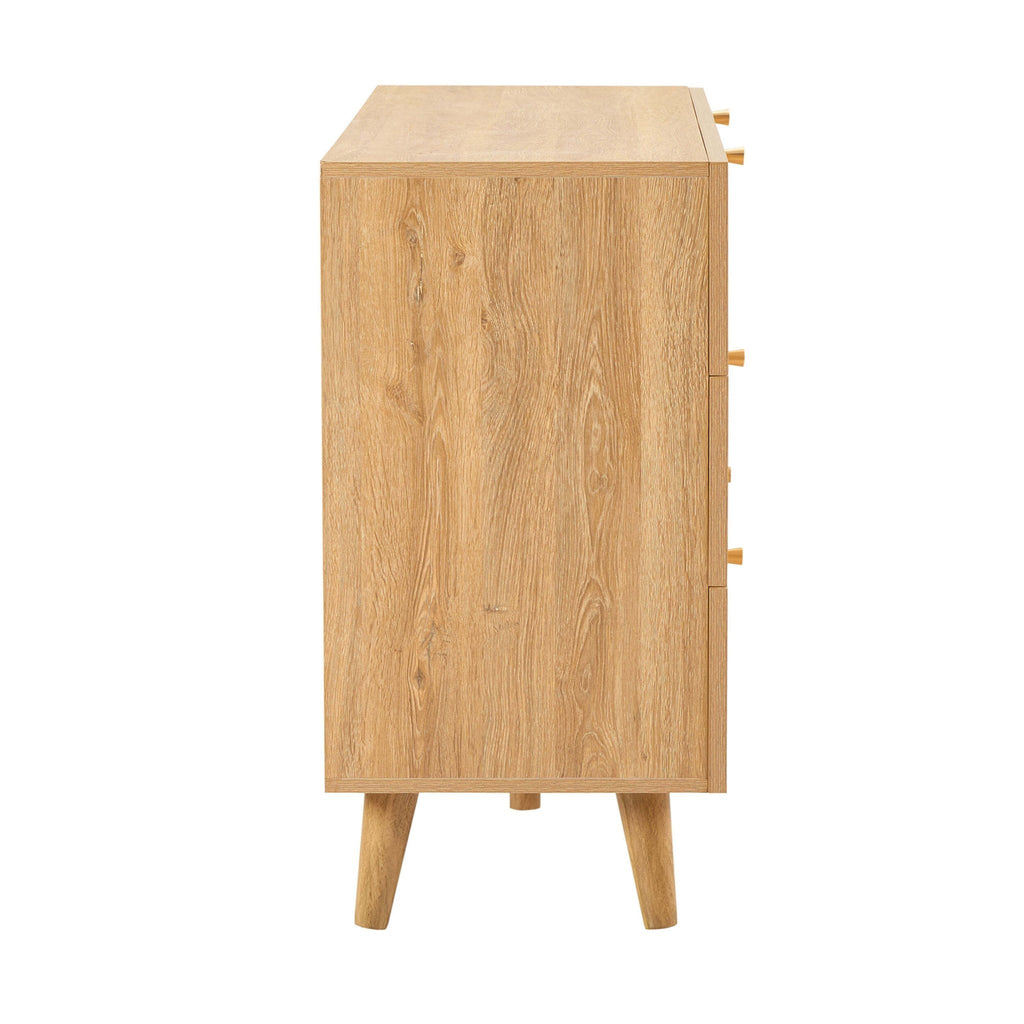 Commode 6 tiroirs en rotin - Bois clair