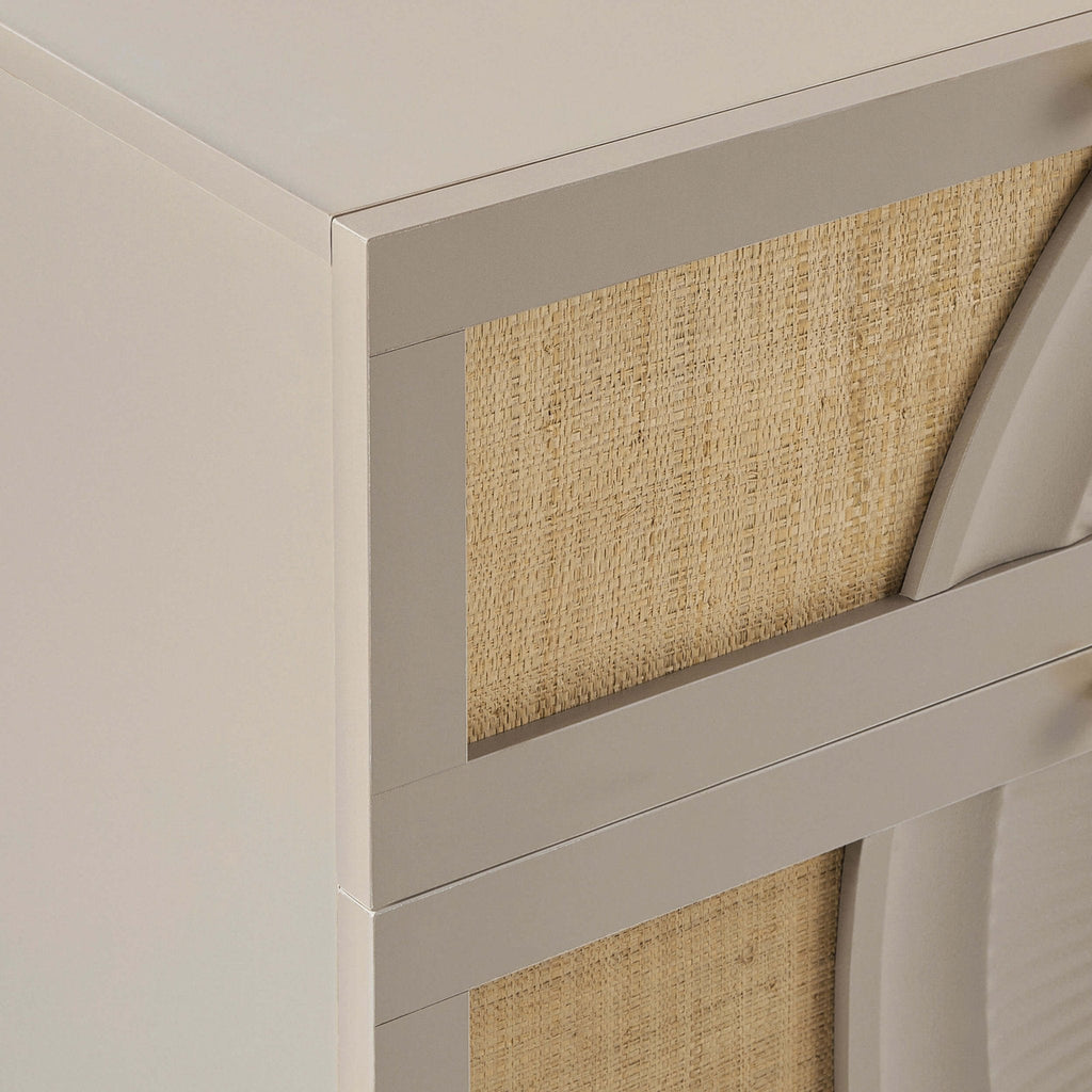 Commode à 6 tiroirs en rotin - Taupe