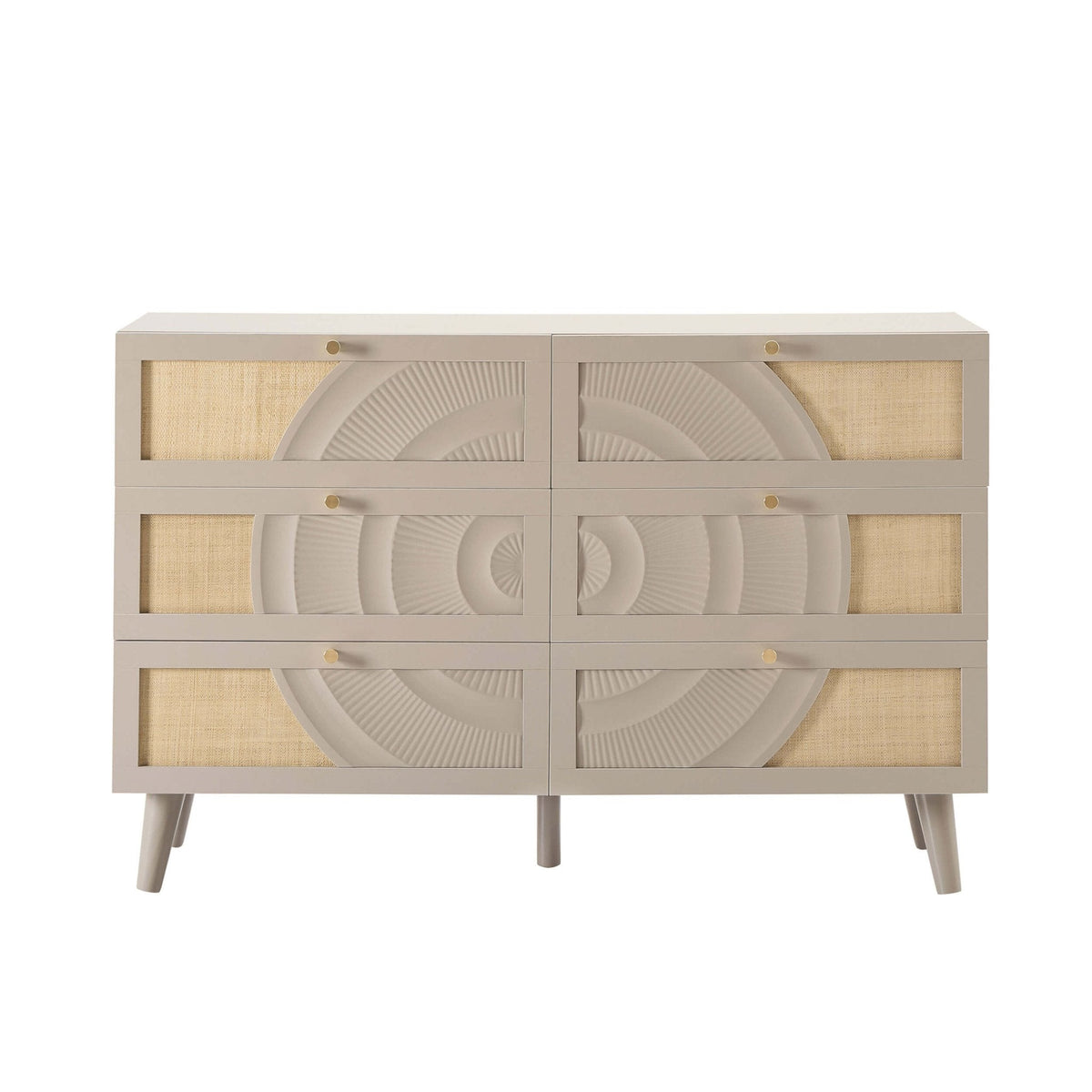 Commode à 6 tiroirs en rotin - Taupe