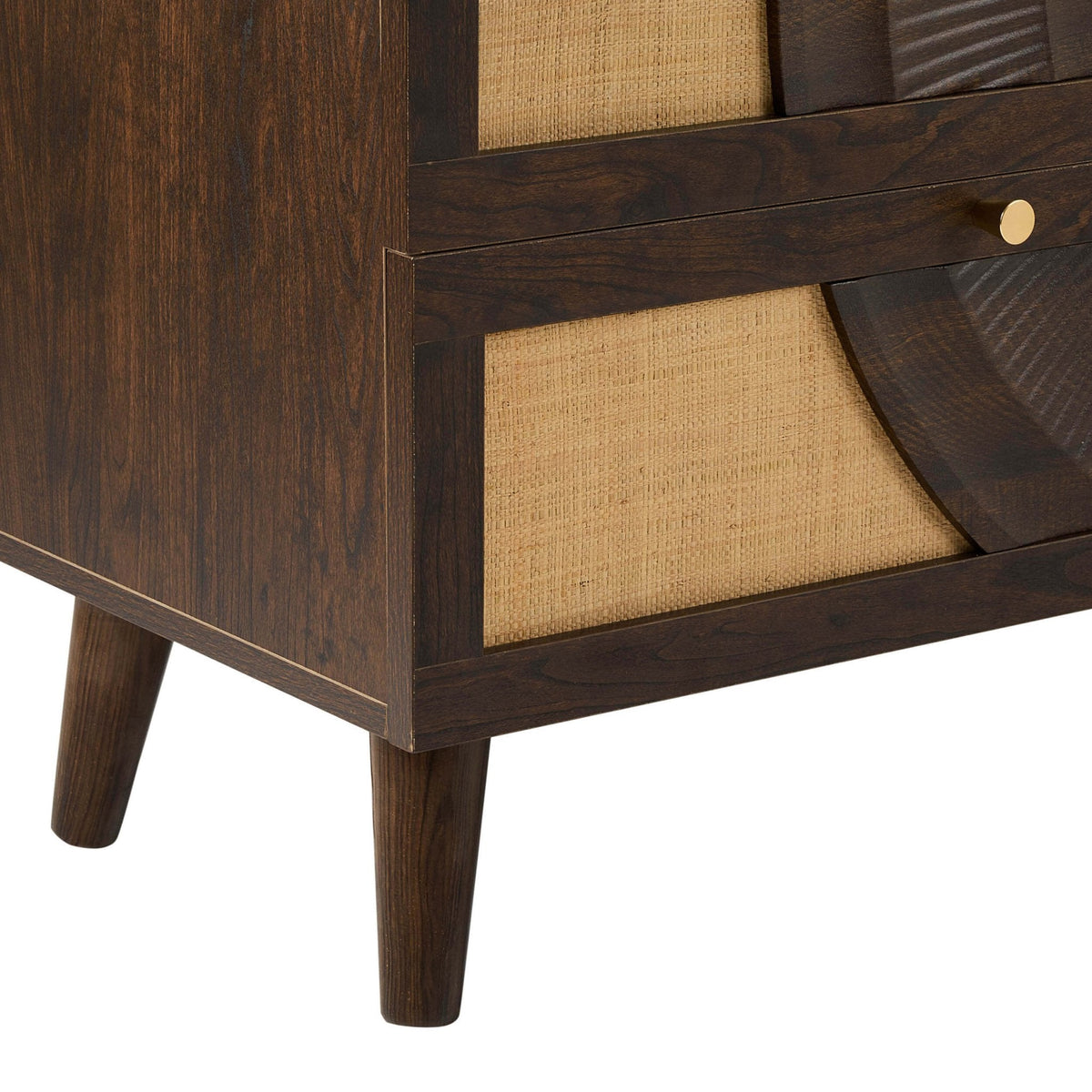 Commode en rotin 6 tiroirs - Noyer