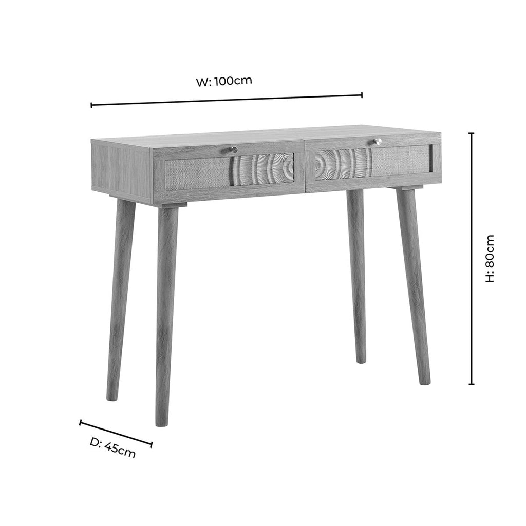 Coiffeuse en rotin avec tiroirs - Bois clair