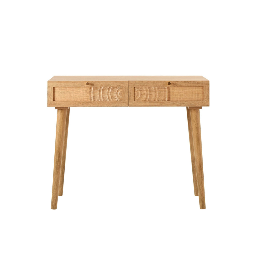 Coiffeuse en rotin avec tiroirs - Bois clair