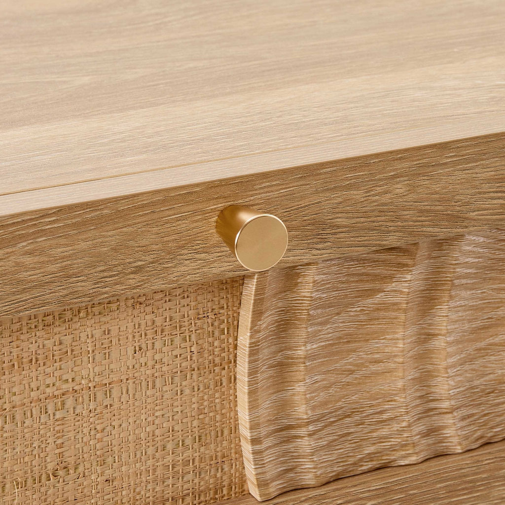 Coiffeuse en rotin avec tiroirs - Bois clair