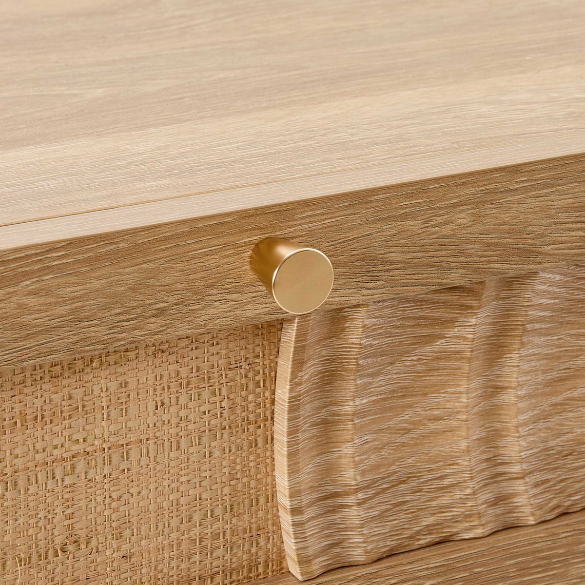 Coiffeuse en rotin avec tiroirs - Bois clair