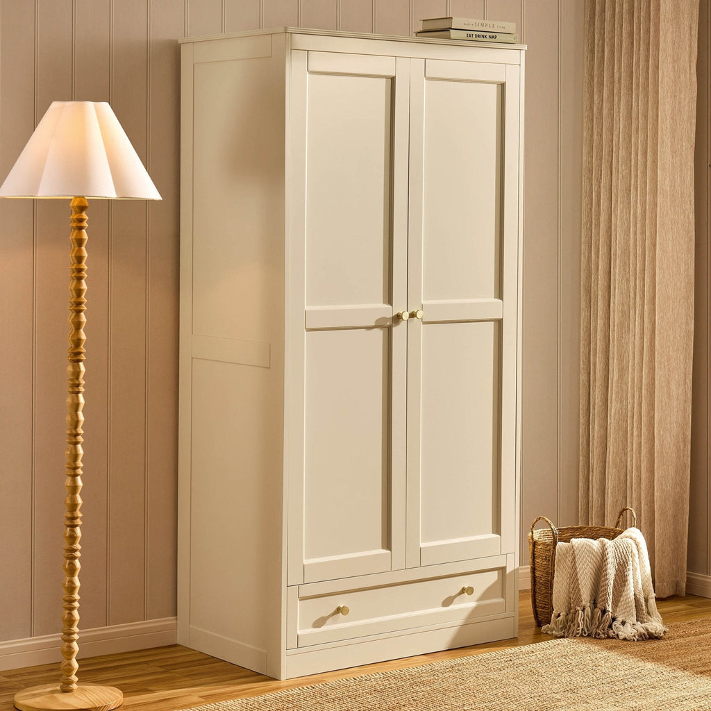 Armoire 2 portes avec tiroir - Crème