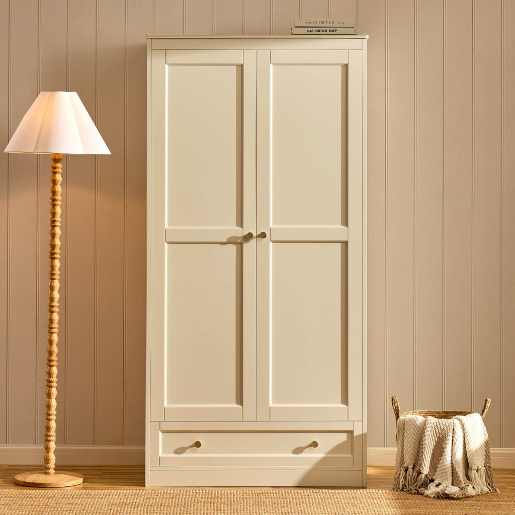 Armoire 2 portes avec tiroir - Crème