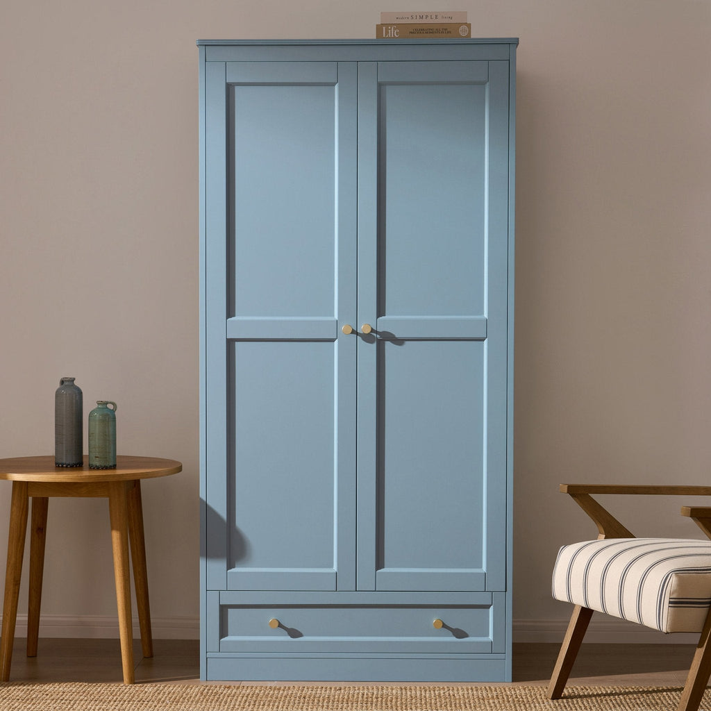 Armoire 2 portes avec tiroir - Bleu ciel
