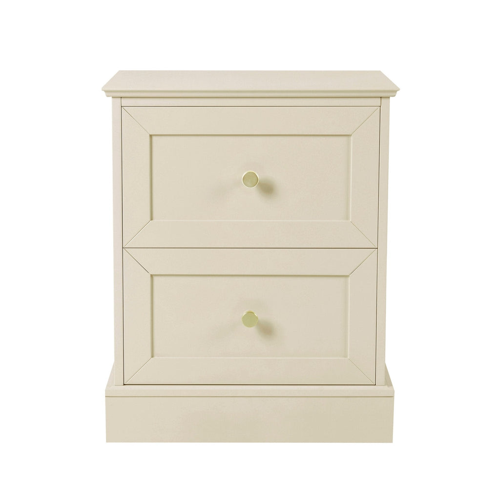Table de chevet 2 tiroirs - Crème