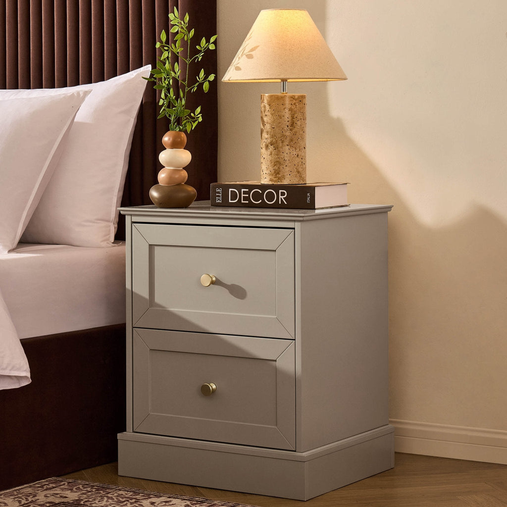 Table de chevet 2 tiroirs - Taupe