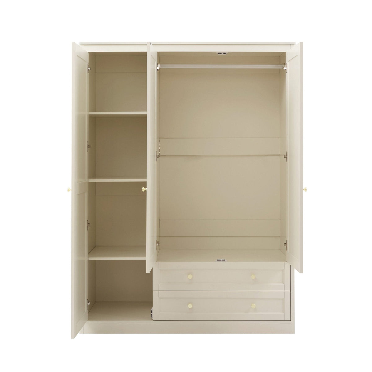 Armoire 3 portes avec tiroirs - Crème