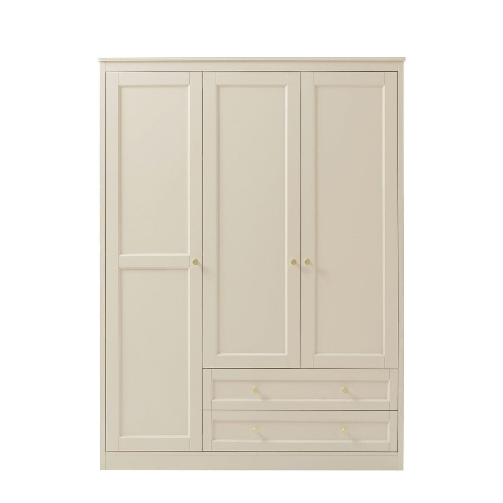 Armoire 3 portes avec tiroirs - Crème