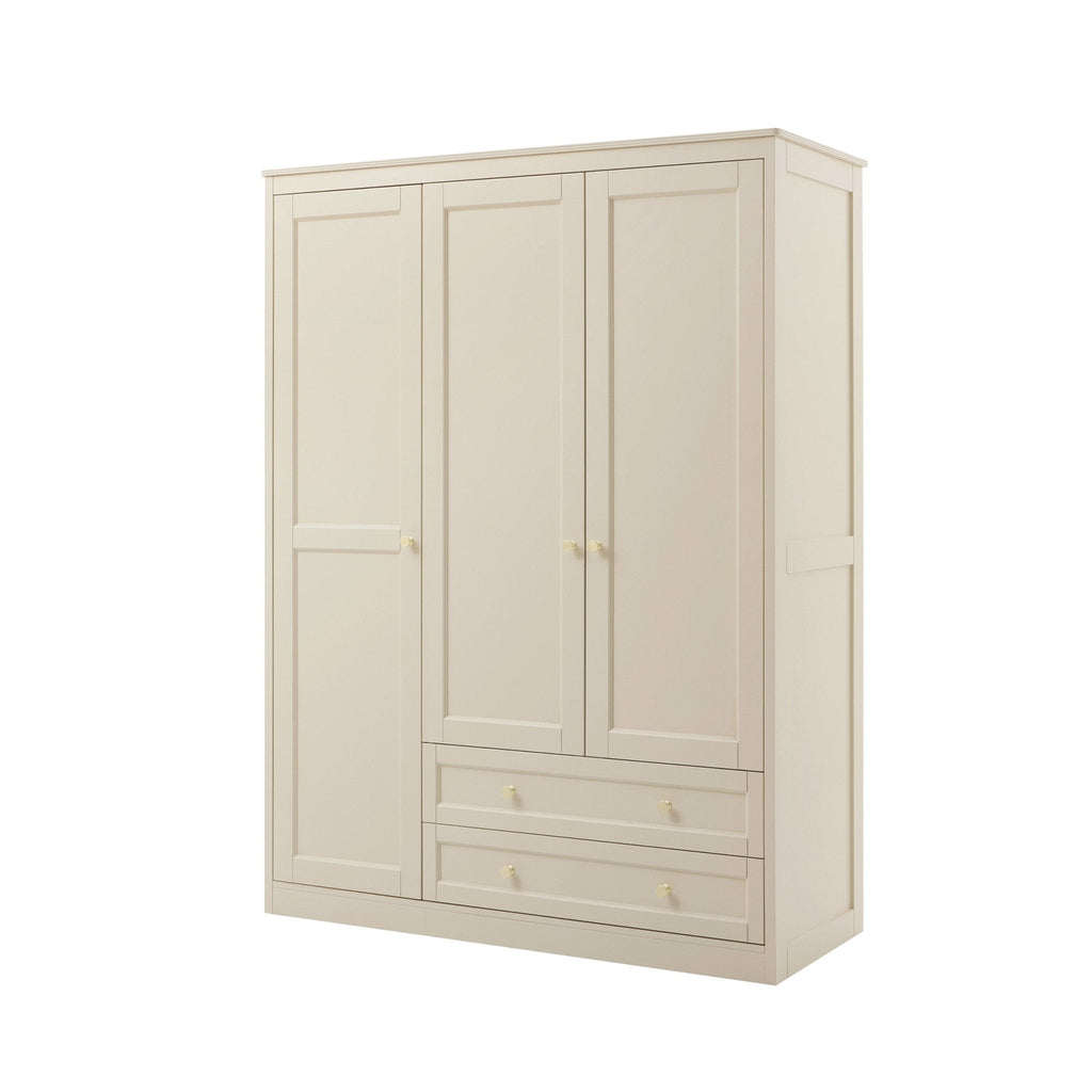 Armoire 3 portes avec tiroirs - Crème