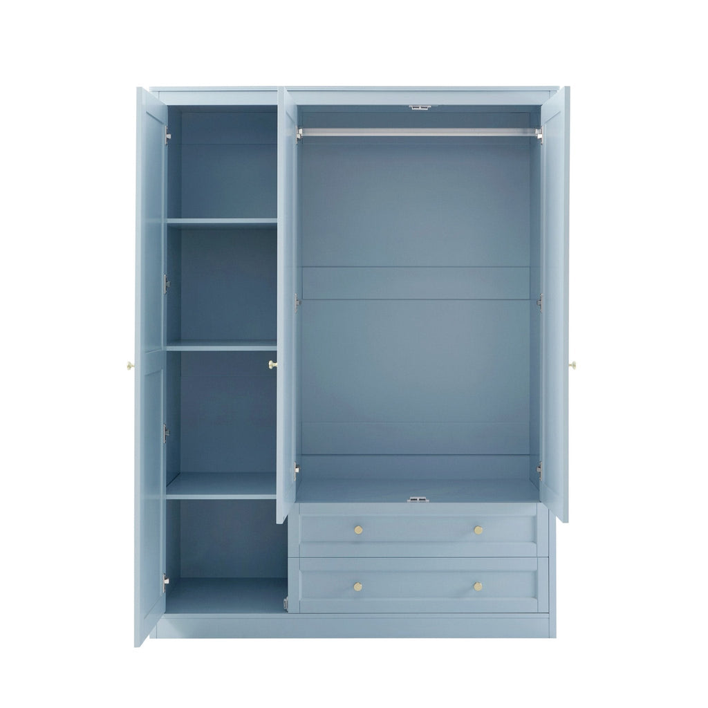 Armoire 3 portes avec tiroirs - Bleu ciel