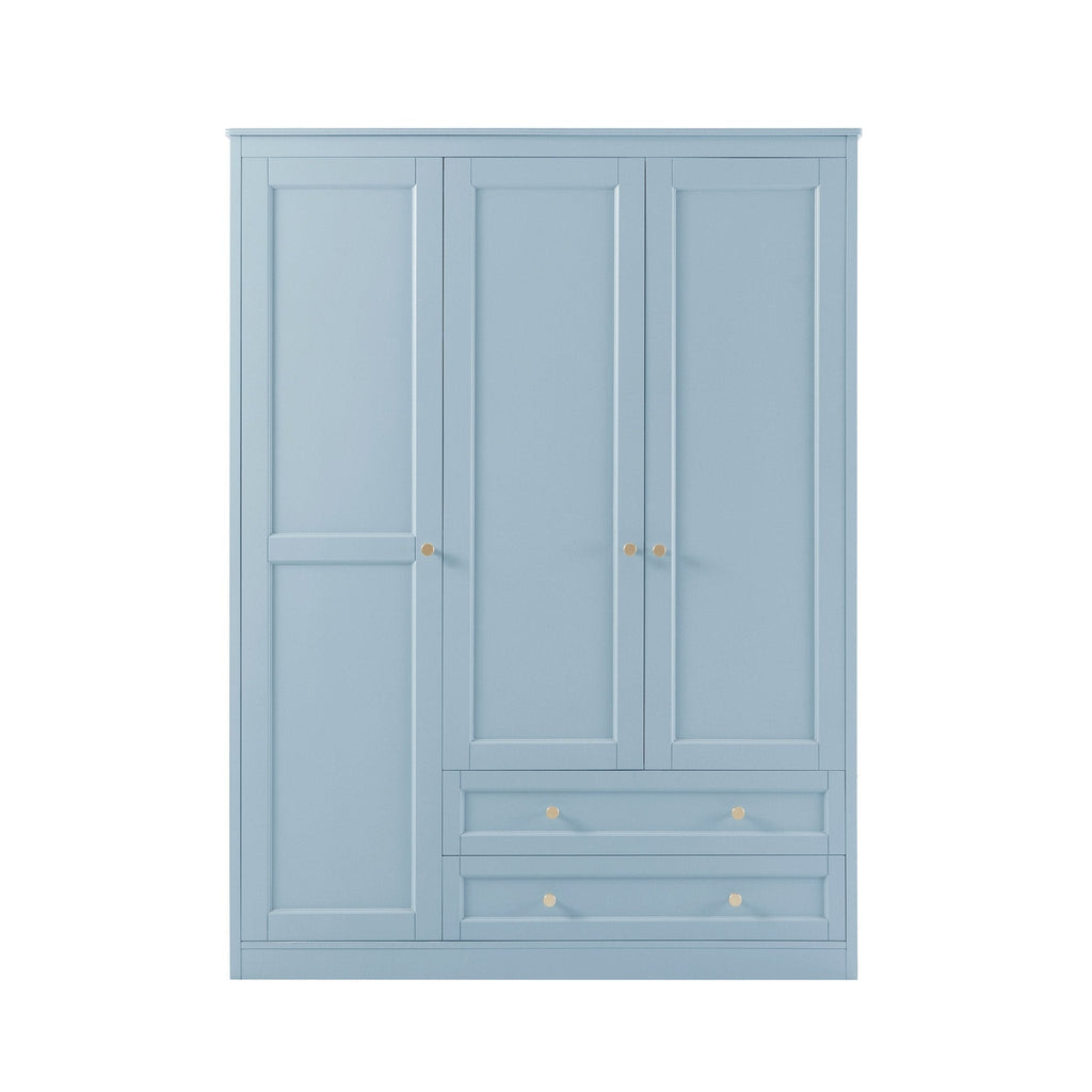 Armoire 3 portes avec tiroirs - Bleu ciel
