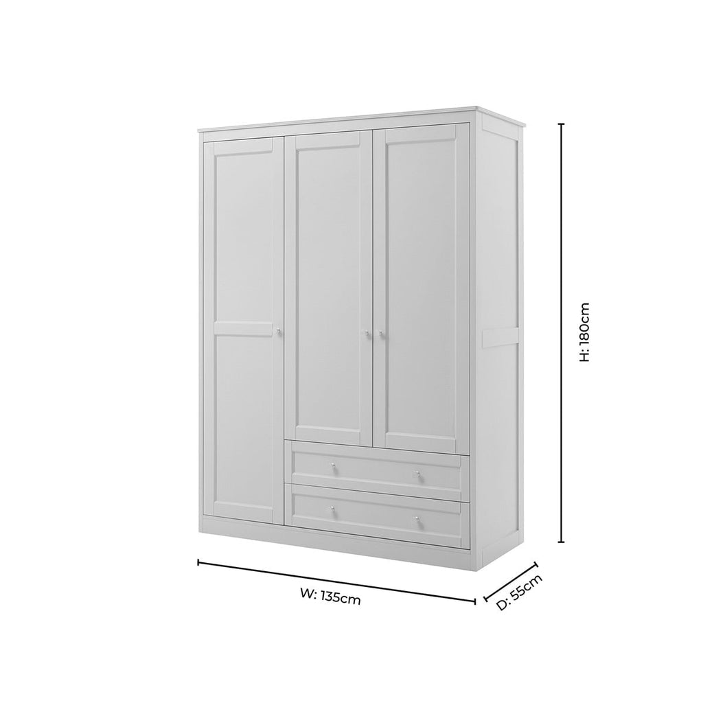 Armoire 3 portes avec tiroirs - Crème