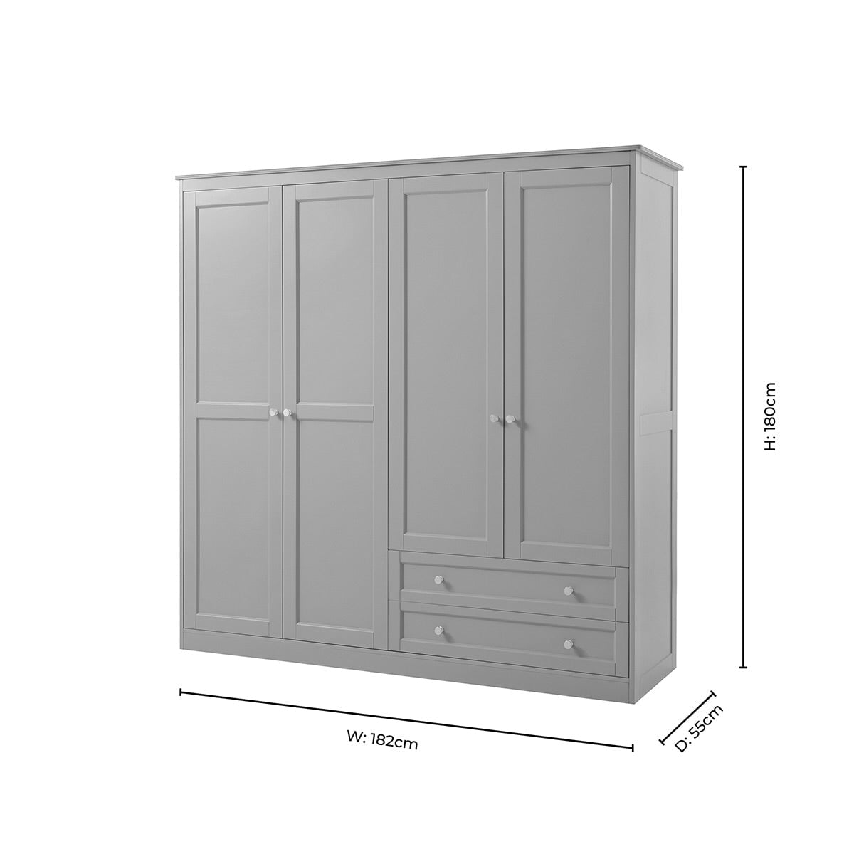 Armoire 4 portes avec tiroirs - Taupe