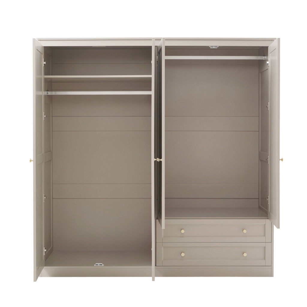 Armoire 4 portes avec tiroirs - Taupe
