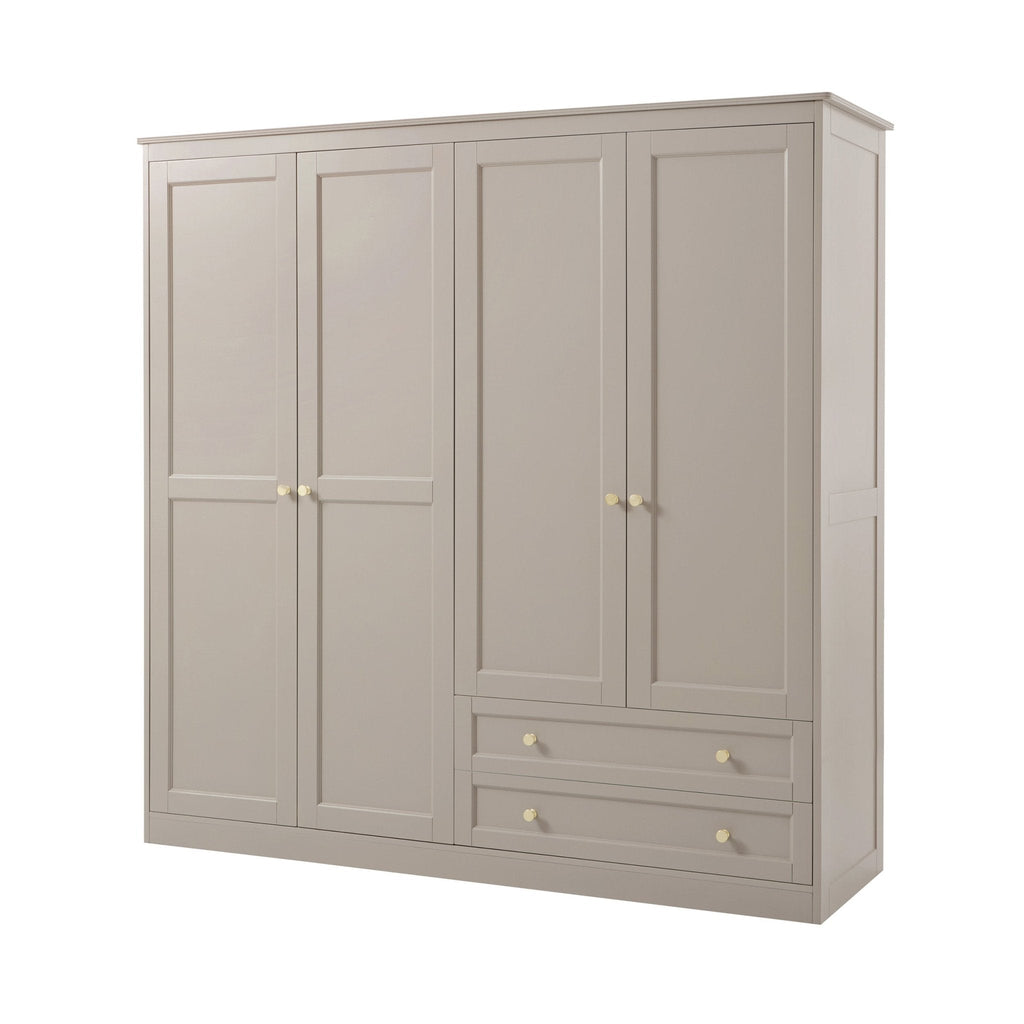 Armoire 4 portes avec tiroirs - Taupe