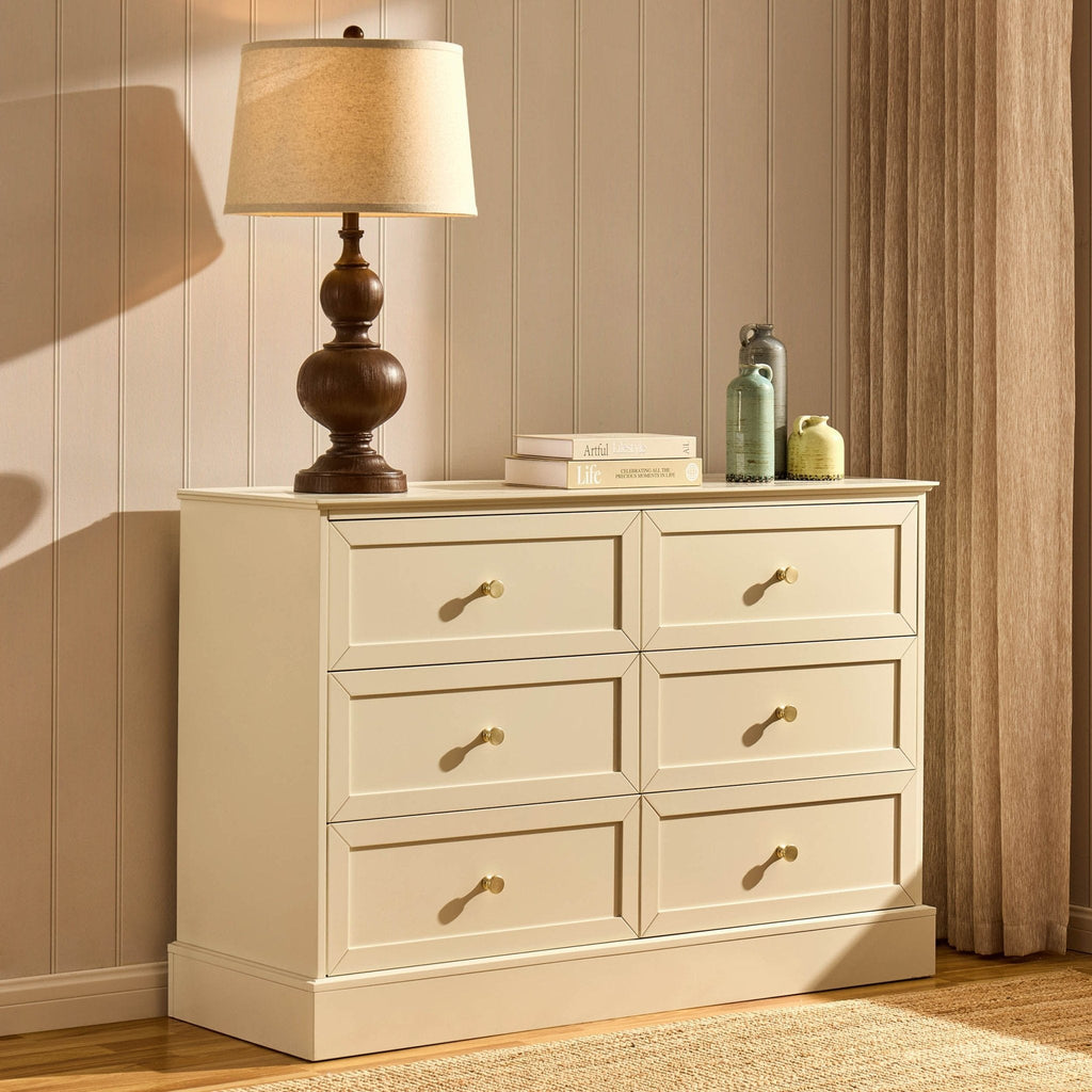 Commode 6 tiroirs - Crème