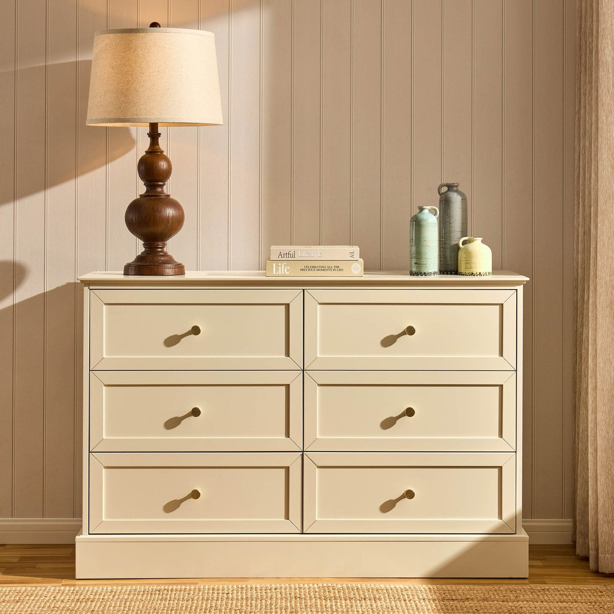 Commode 6 tiroirs - Crème