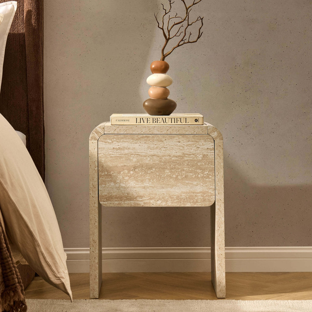 Table d'appoint - Effet travertin