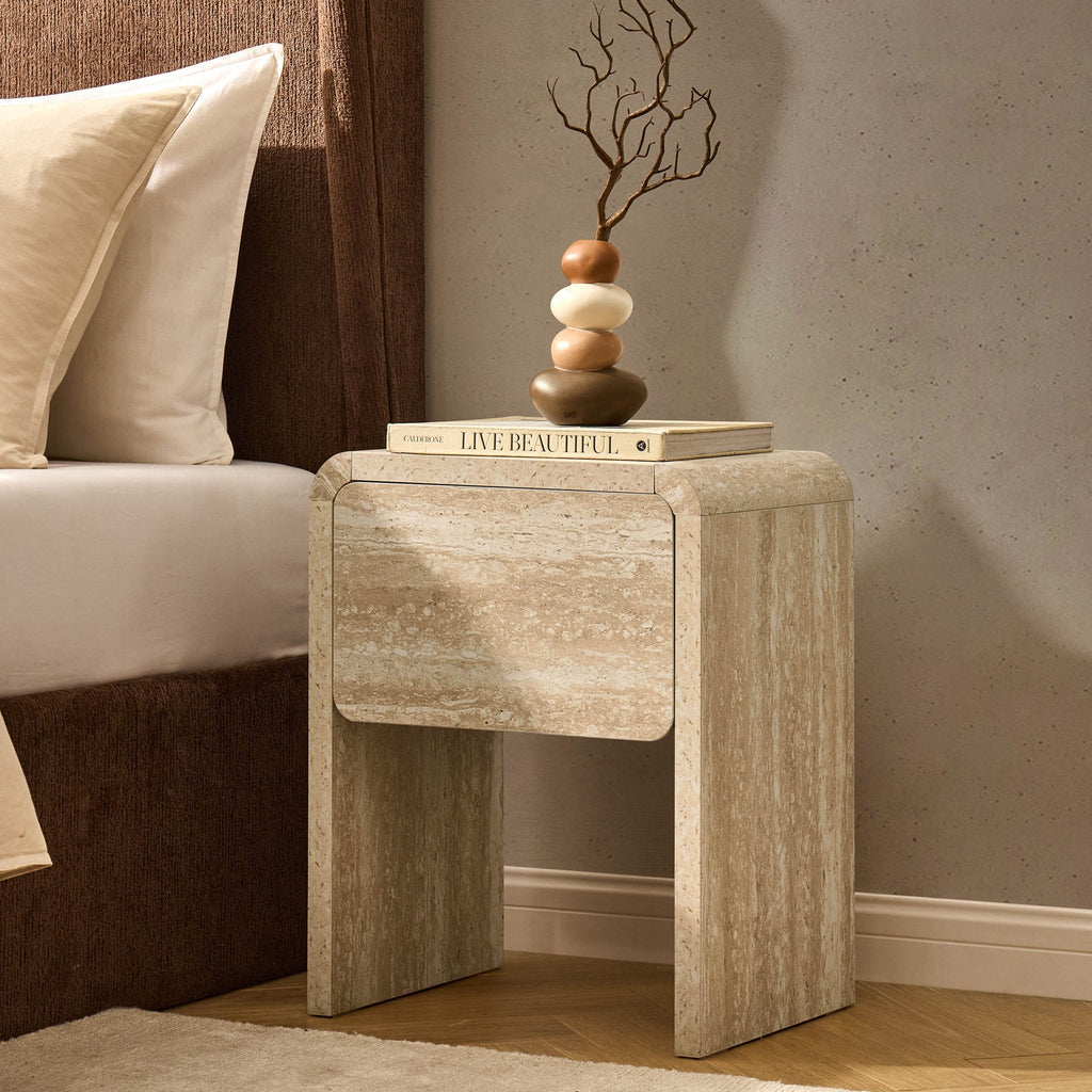 Table d'appoint - Effet travertin