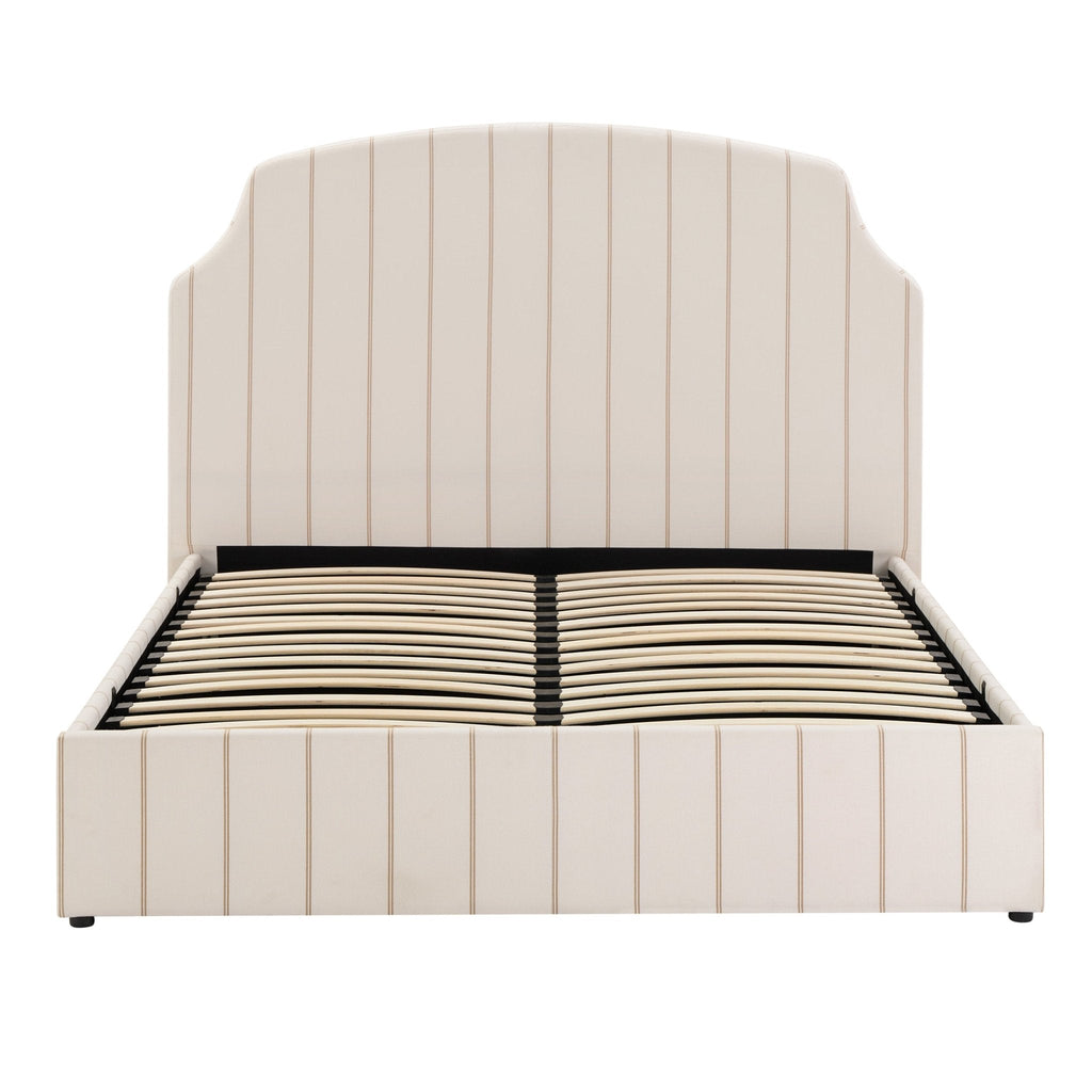 Lit de rangement - Fines rayures naturelles